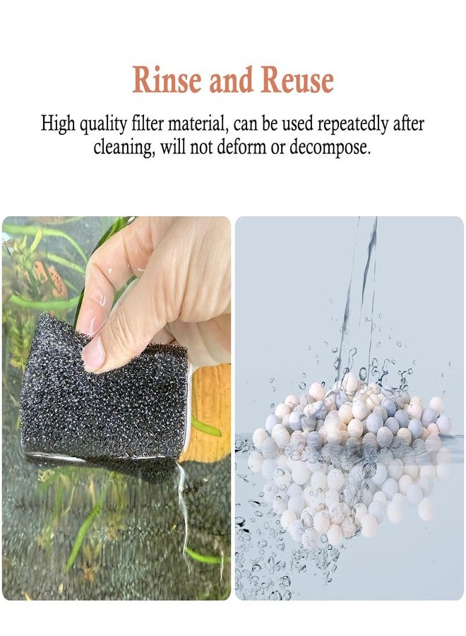 FEDOUR Replacement Aquarium Filter Media for HP-138, 2Pcs Biochemical Cotton, 2Pcs Activated Carbon Cotton, 1 Pack Ceramic Balls - Image 5